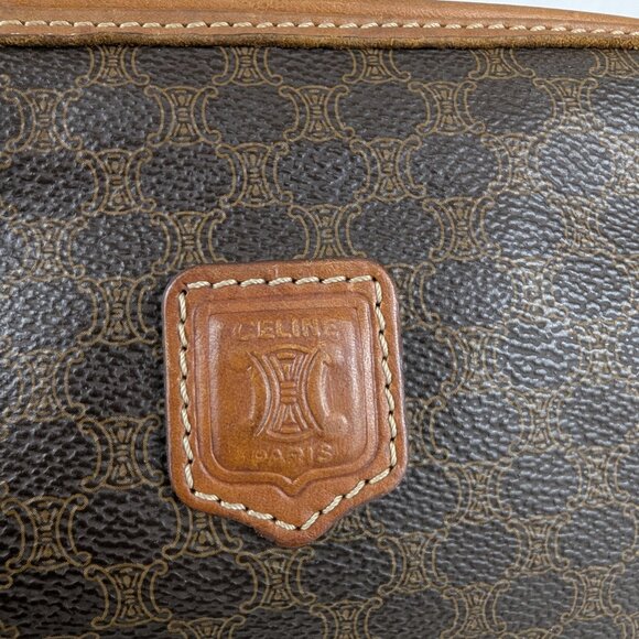 Authentic Celine Macadam Vintage Clutch Bag Brown Beige Pouch Made in Italy - Picture 6 of 12